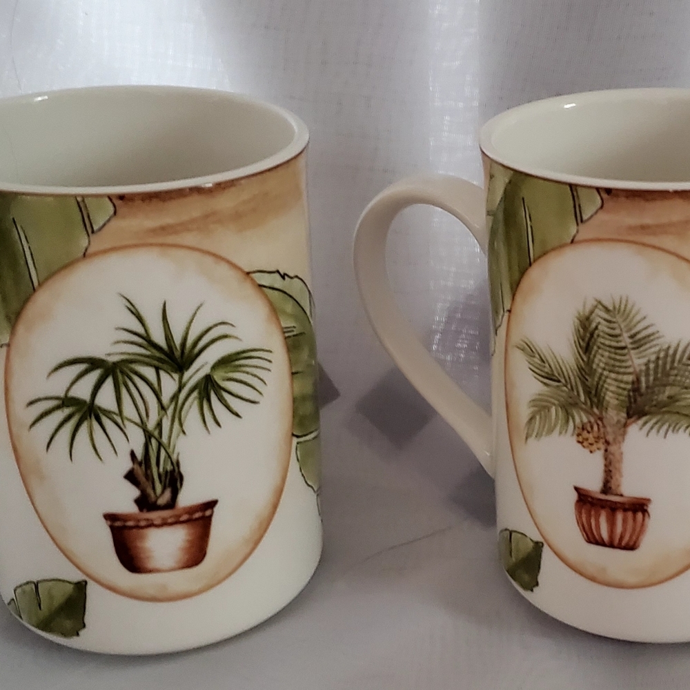 American Atelier Palm 5594 Coffee Mug Cup. Set of 2.
